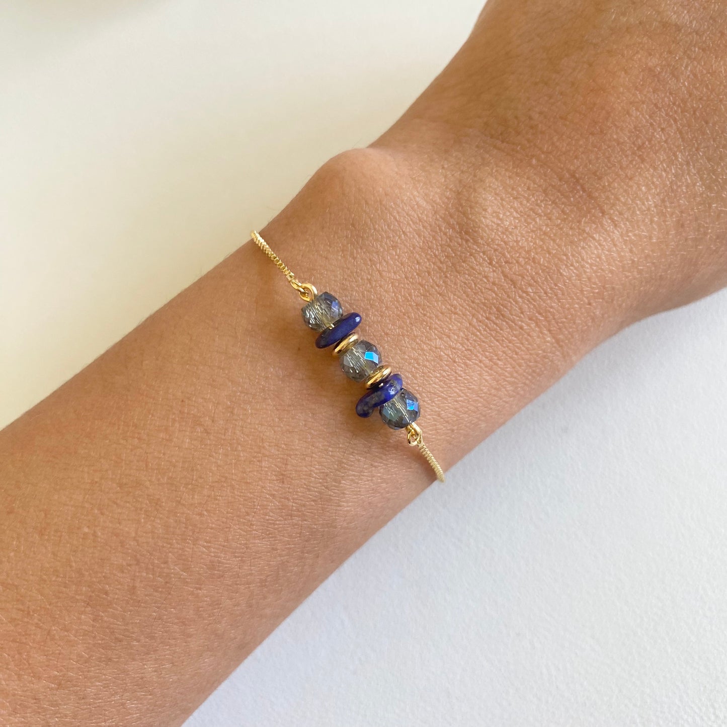 Glass Beads + Lapis Lazuli Bracelet