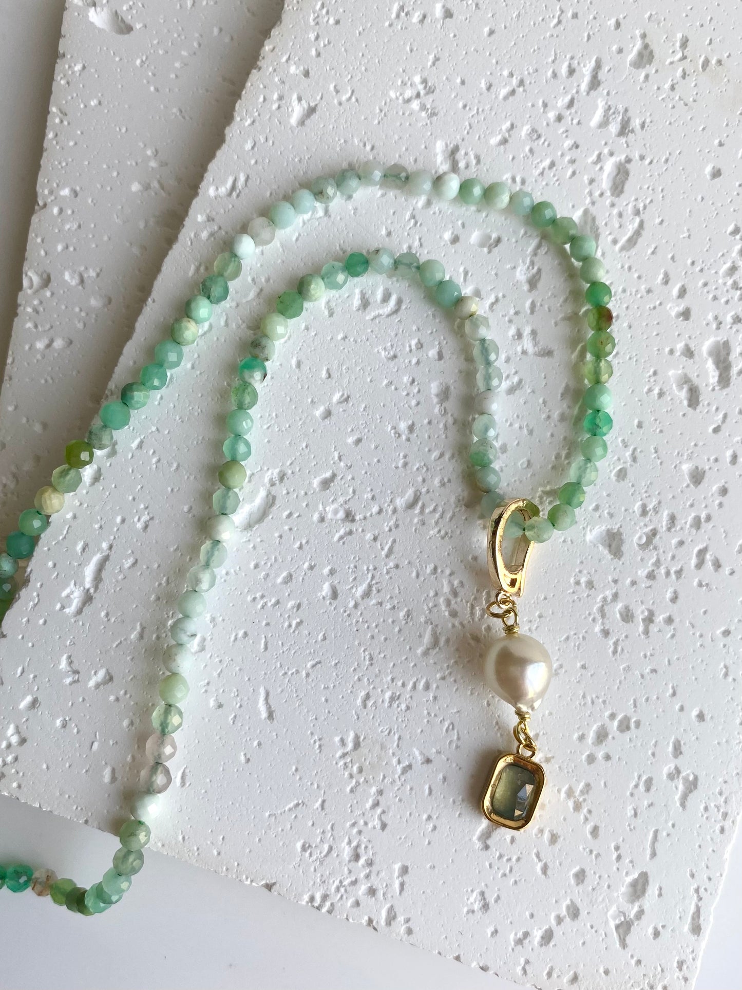 Suwaidi Pearl + Chrysoprase + Peridot Necklace