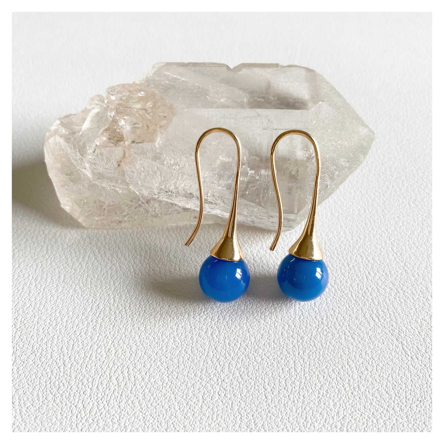 Blue Agate Crystal Drop Earrings