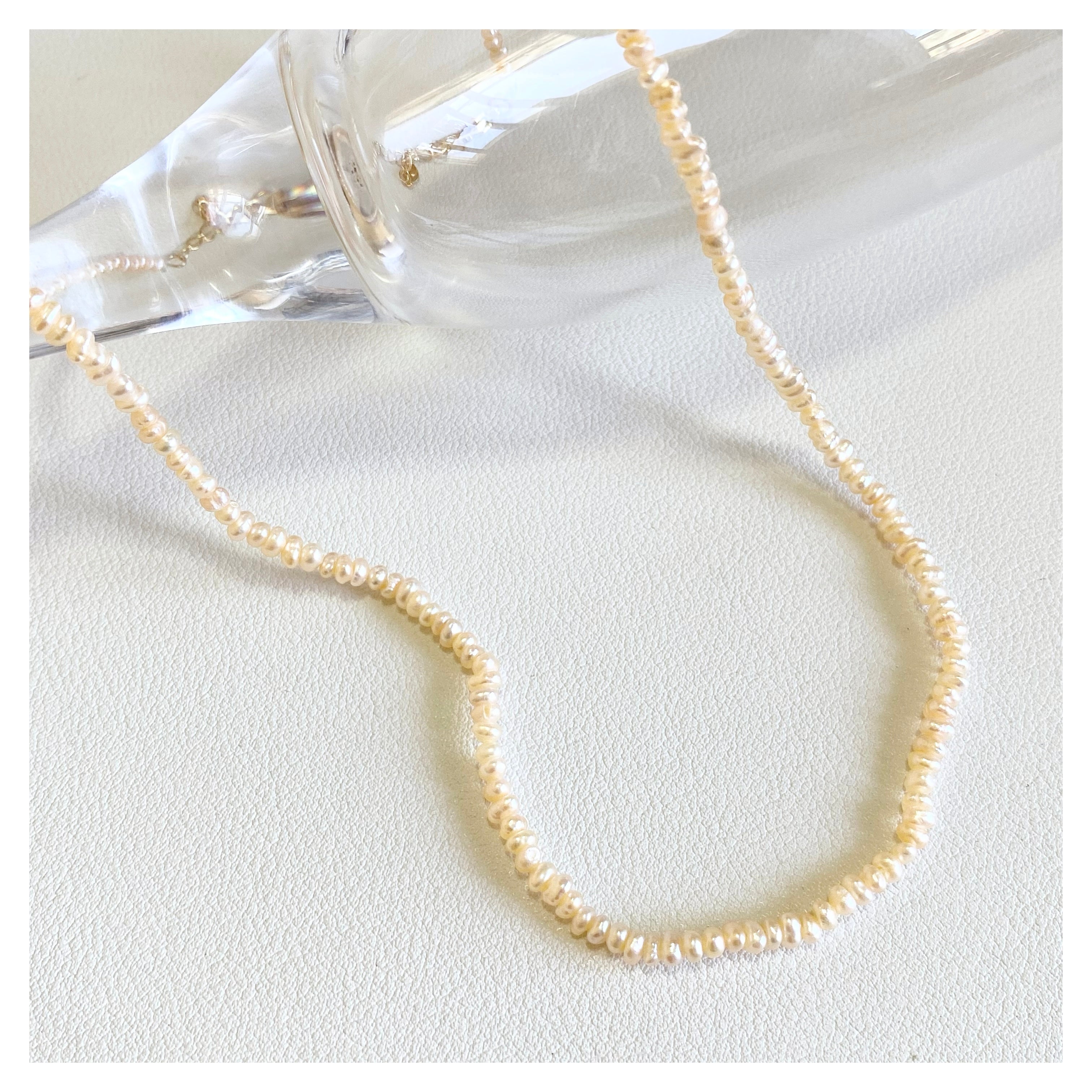 Mini Freshwater Pearl Choker Peach Mini Pearl Choker Necklace