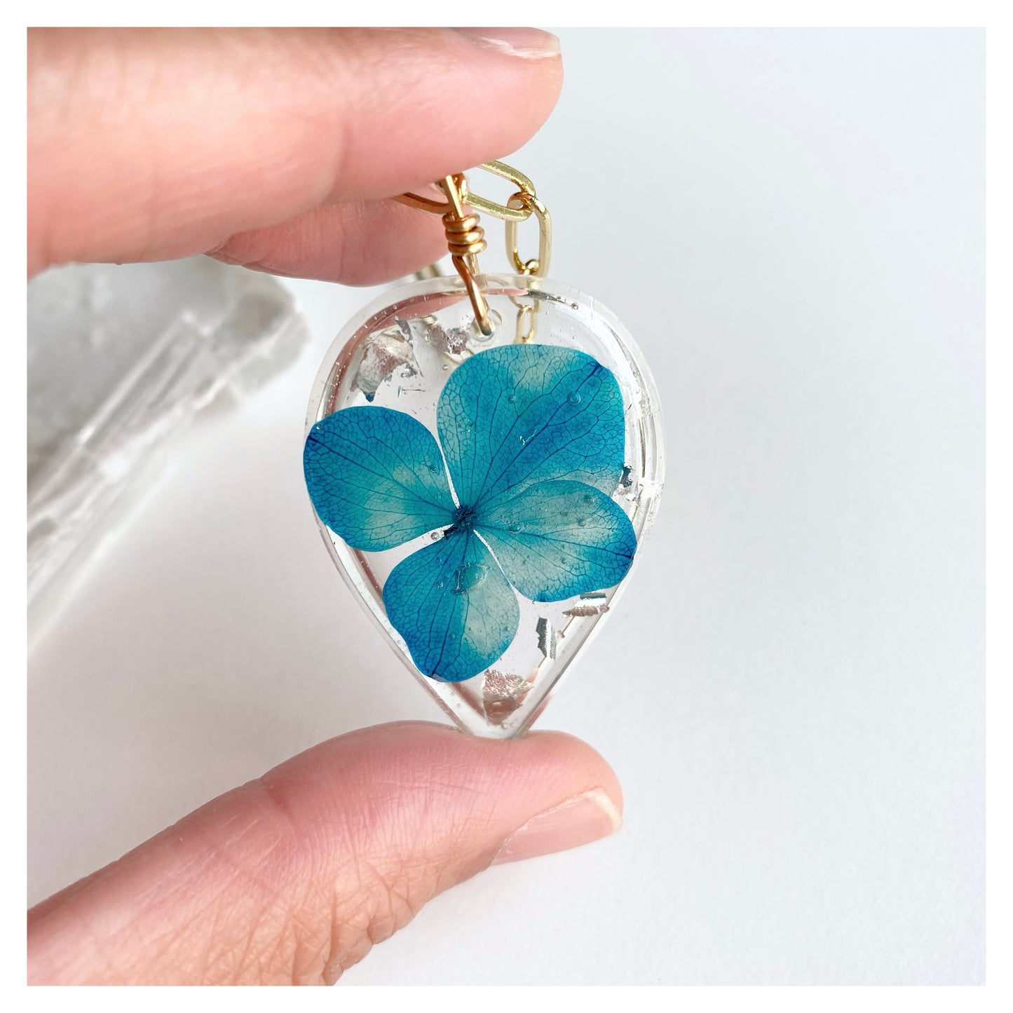 Blue Flower Resin Necklace