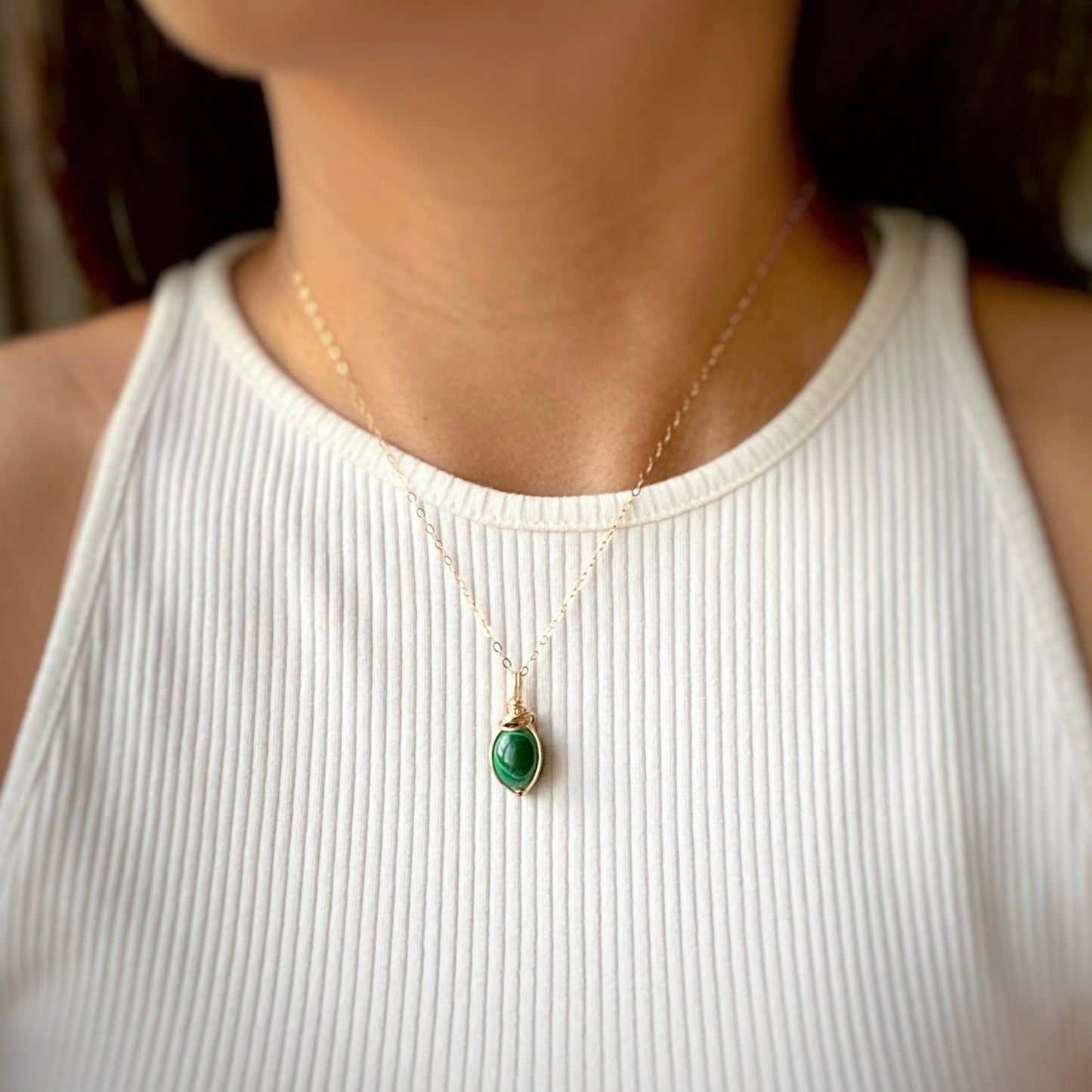 Malachite Wire-wrapped Necklace