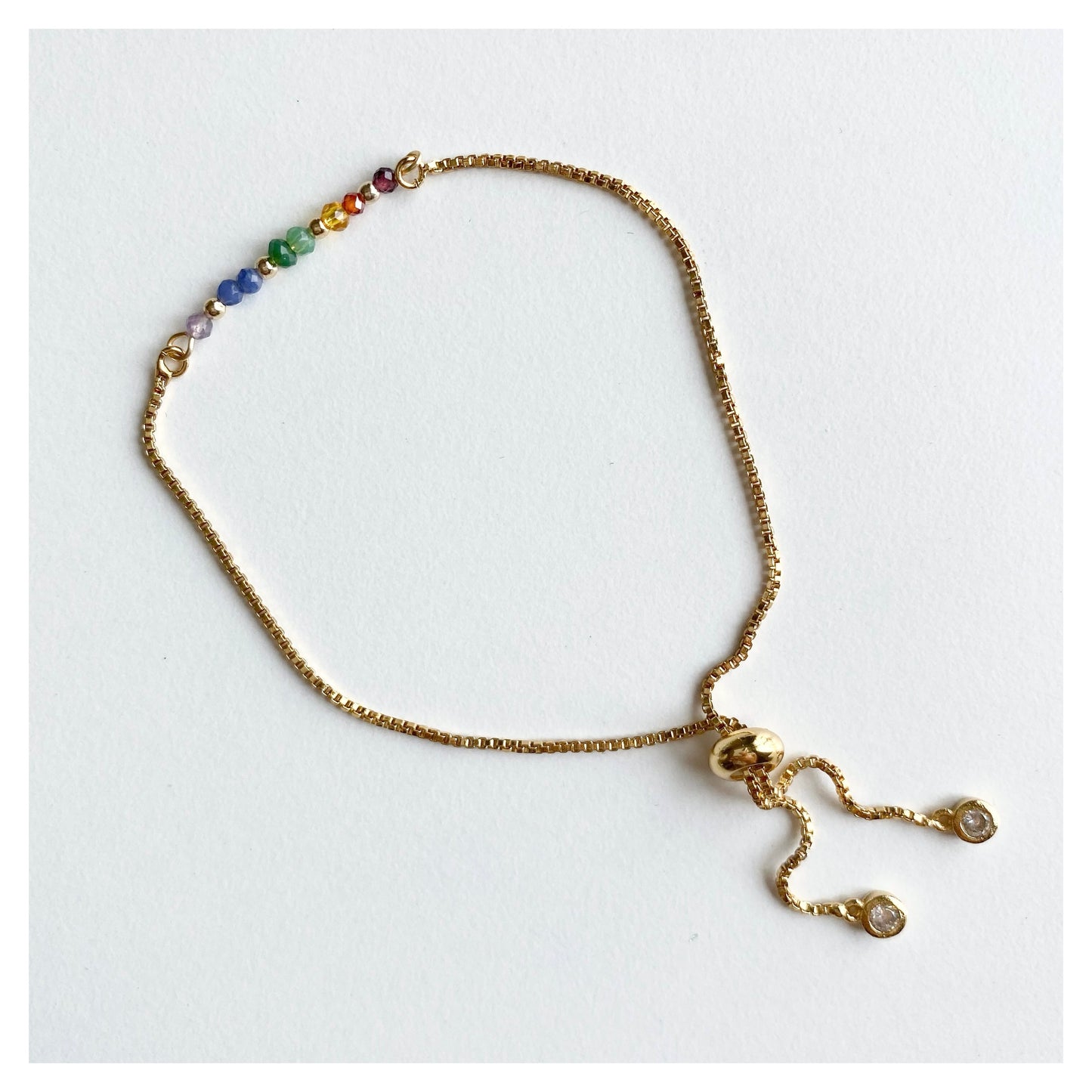 Rainbow Crystal Adjustable Bracelet