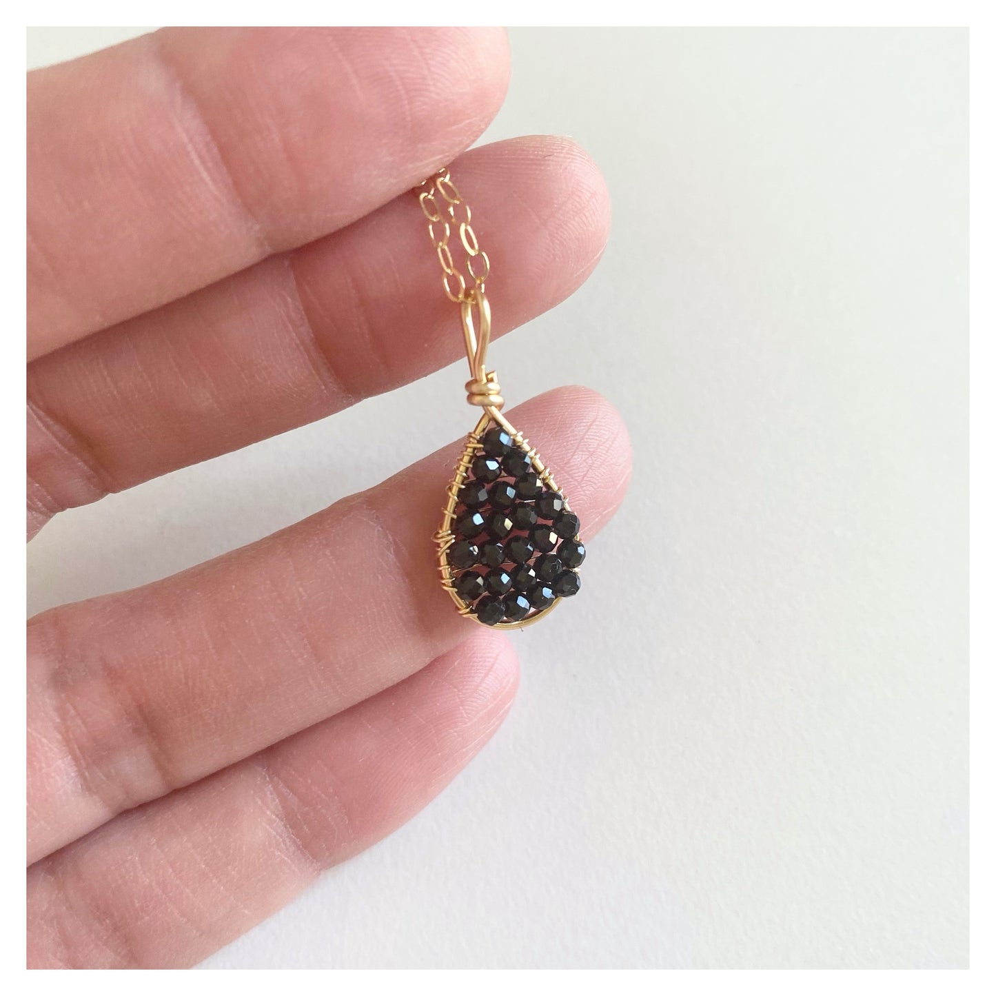 Black Tourmaline Tear Drop Necklace