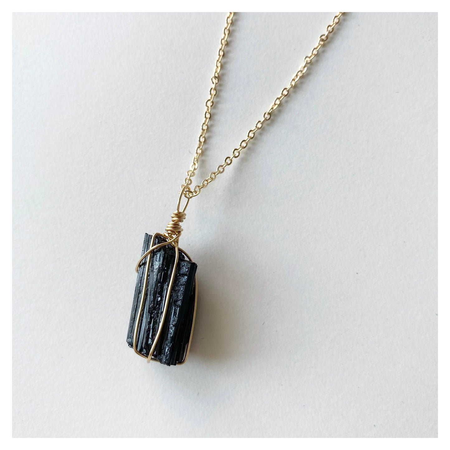 Wire-wrapped Raw Black Tourmaline