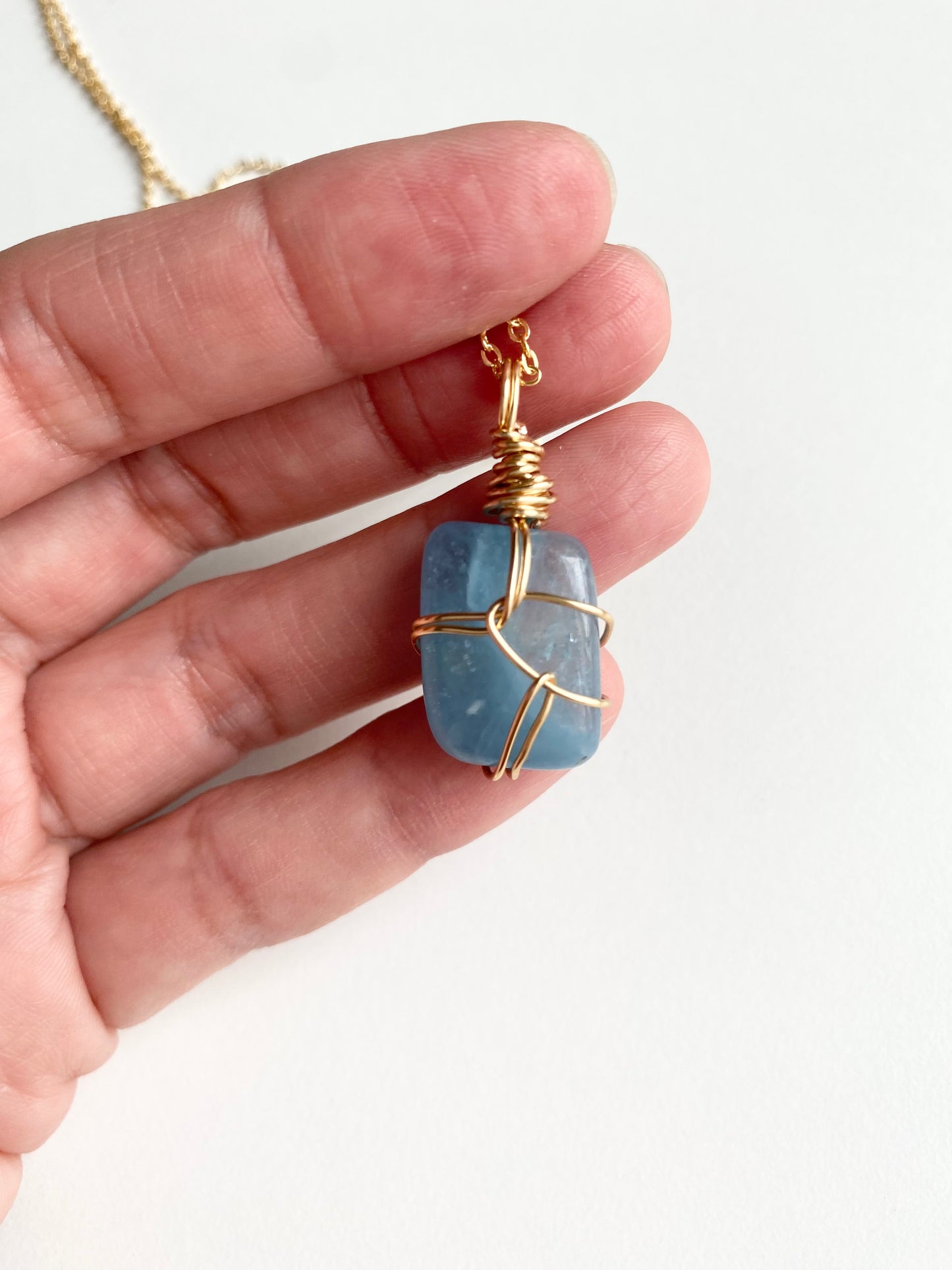 Aquamarine Wire-wrapped Necklace