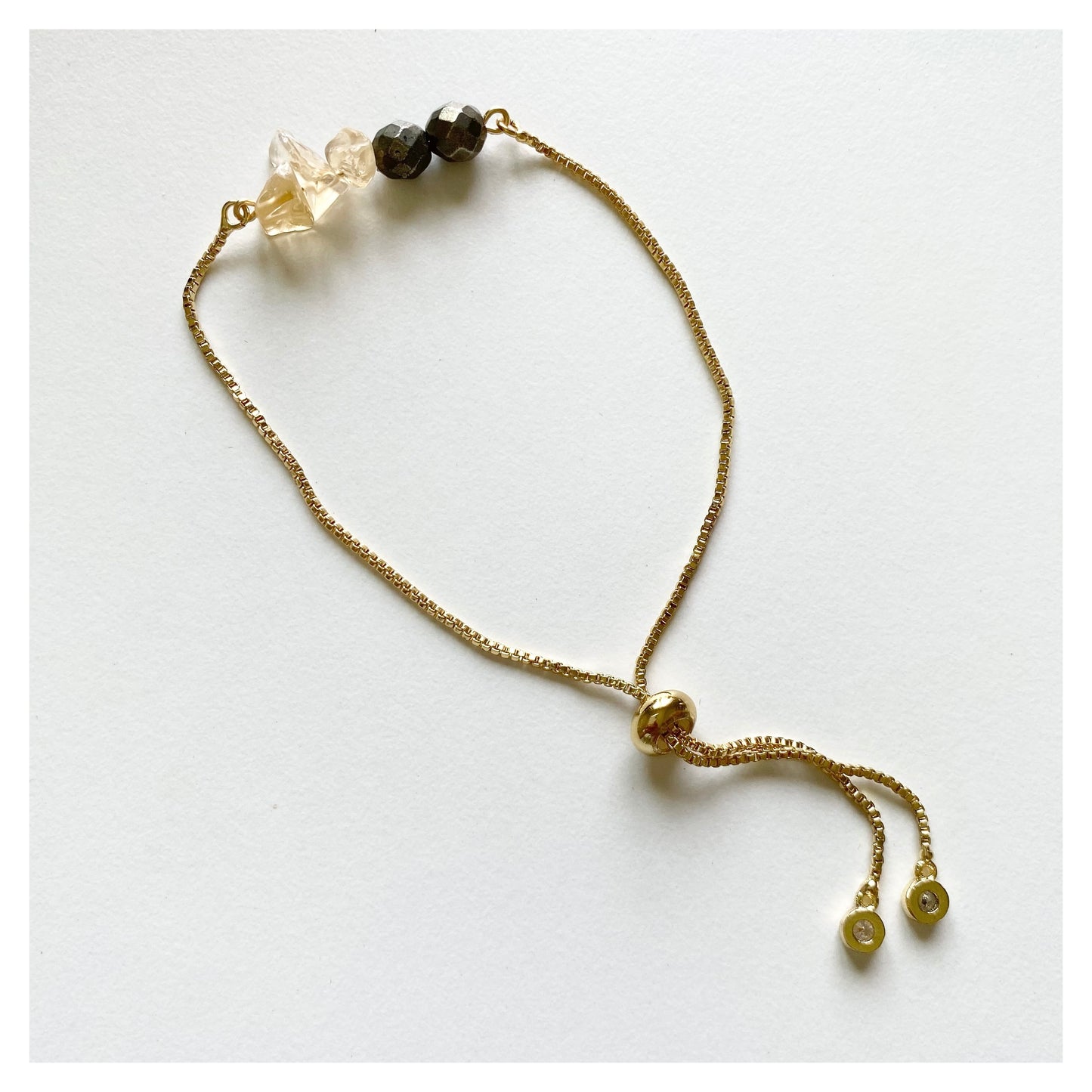 Citrine + Pyrite Adjustable Bracelet