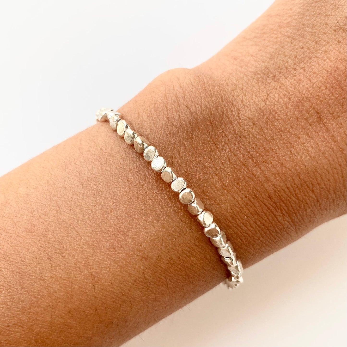925 Silver Nugget Bead Bracelet
