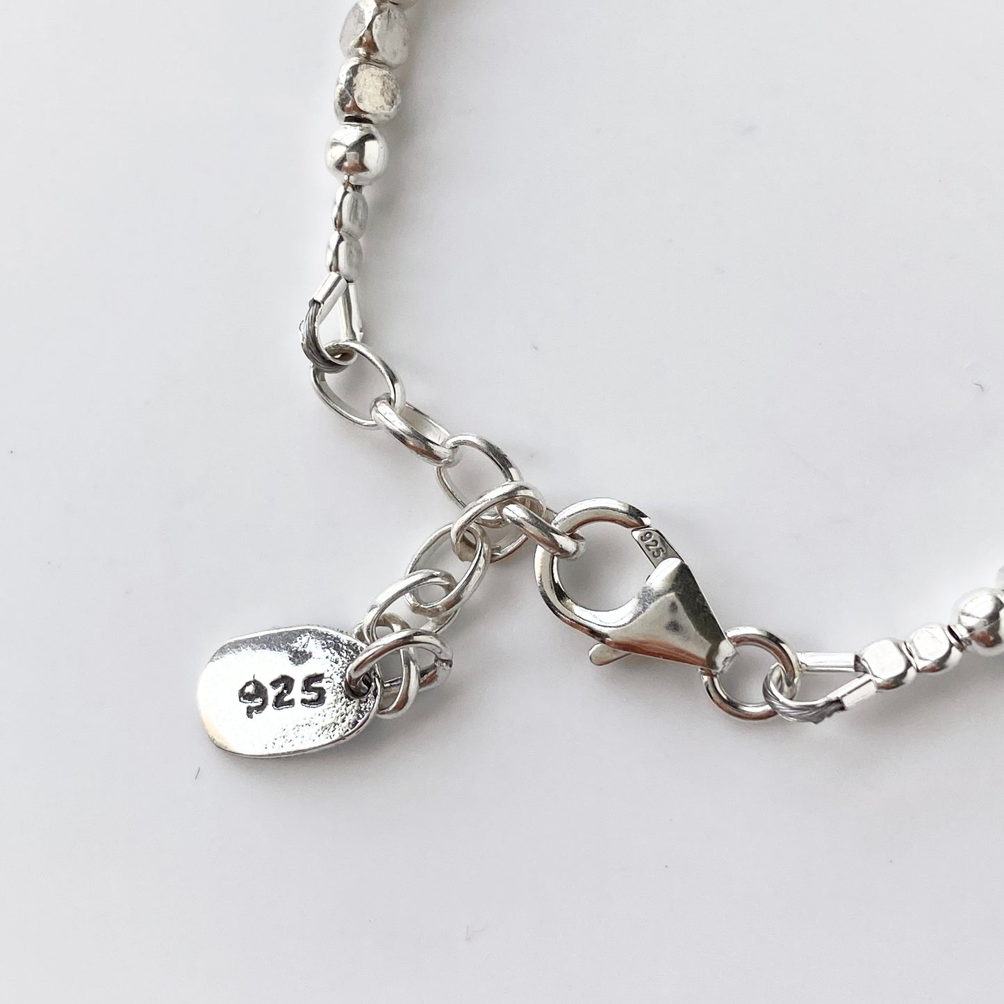 925 Silver Nugget Bead Bracelet