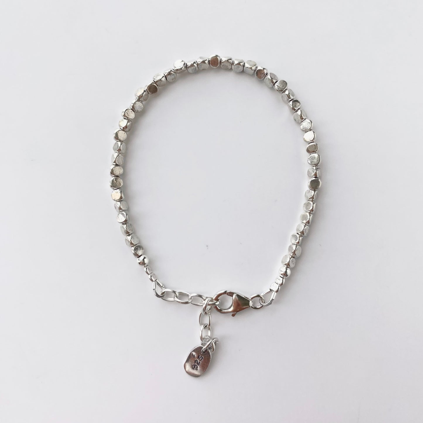 925 Silver Nugget Bead Bracelet
